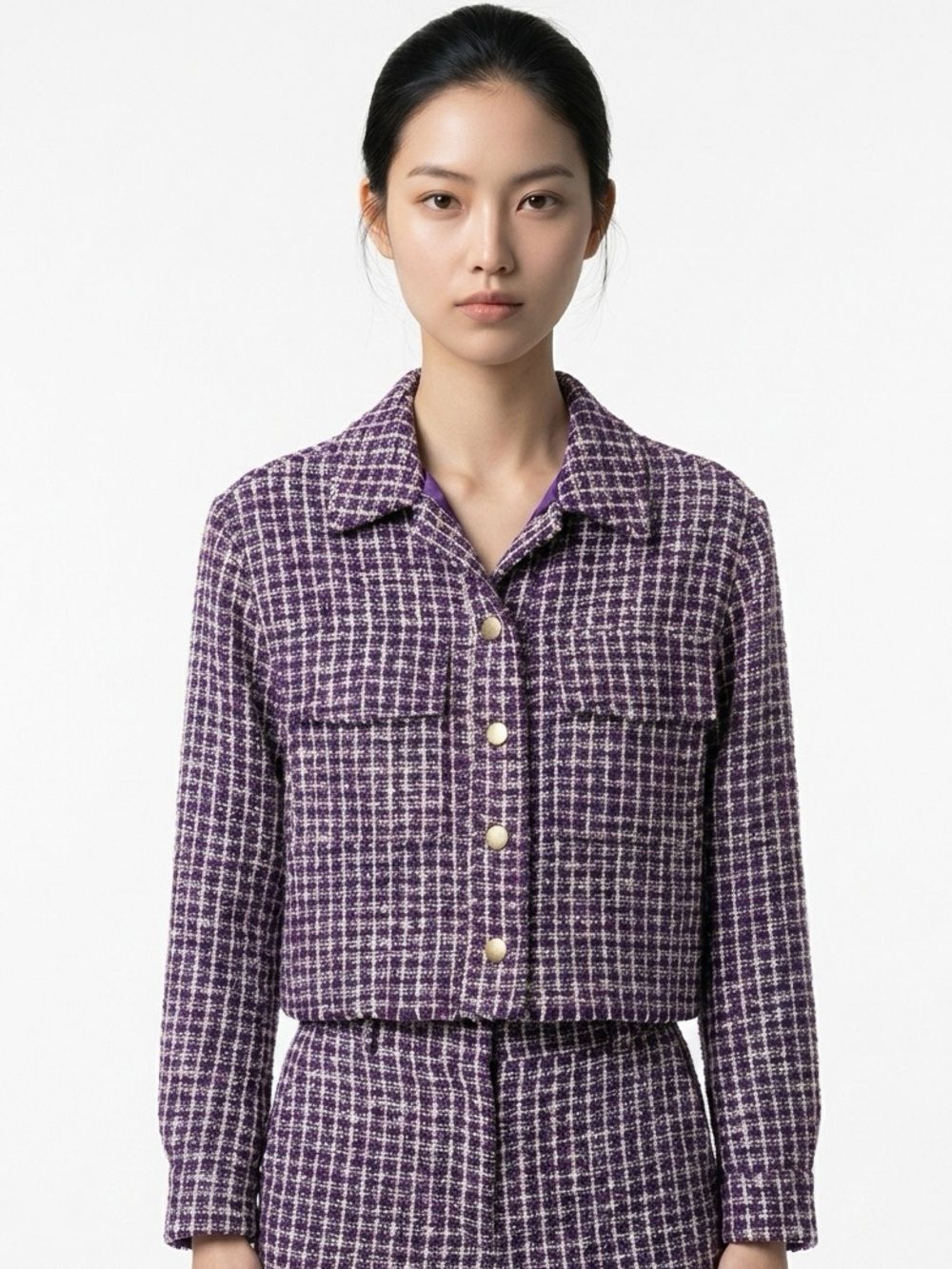 HOUSE OF HARLOW | NEW Purple Metallic Tweed Cropped Jacket Women’s Size X-Small